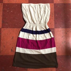 BANANA REPUBLIC strapless striped cotton dress